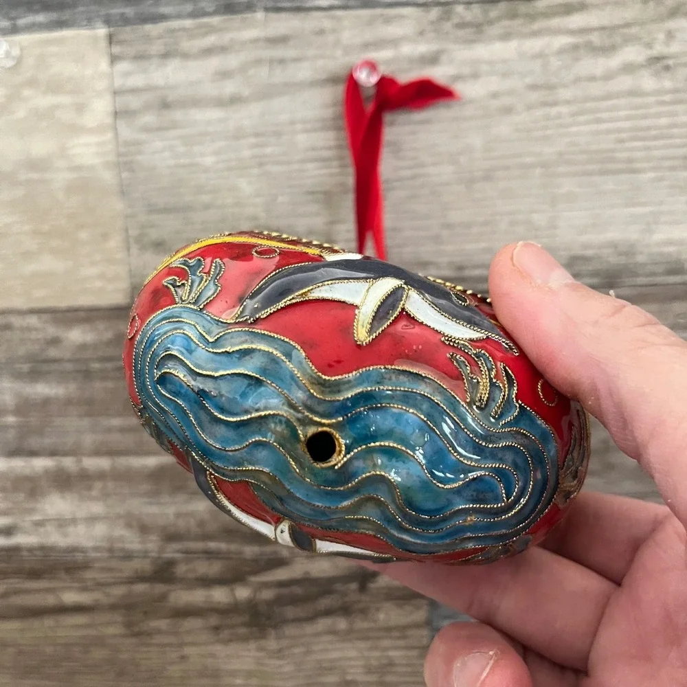 Cloisonne Noahs Ark Ornament 2007 Enamel Filigree Animals Rhinestone Religious